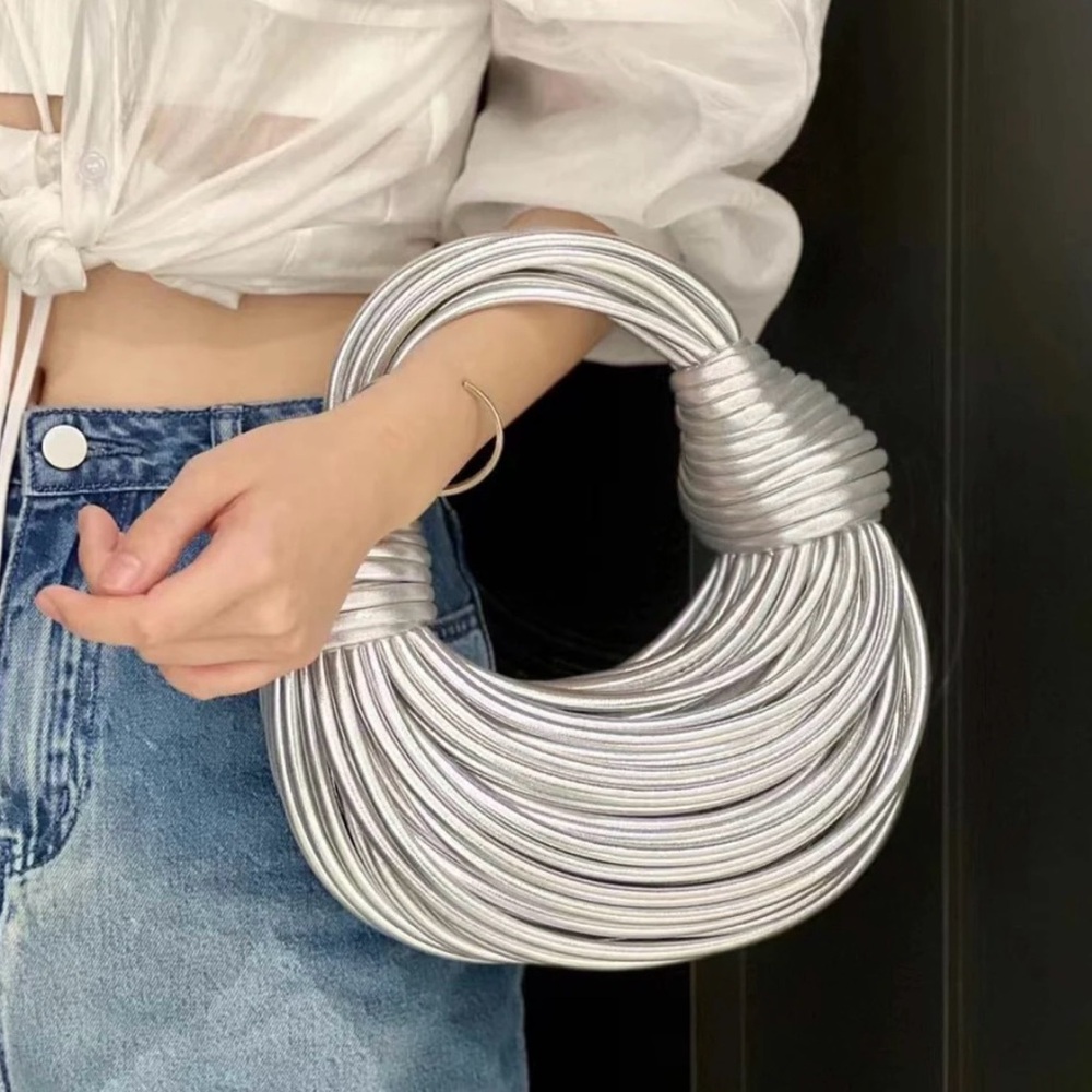 Silver Multi-Strand Statement Bag     NWOT